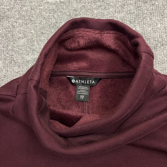 Athleta Sweatshirt Womens XS Spiced Cabernet Cozy Karma Twist Neck Gym Pullover - Picture 5 of 9